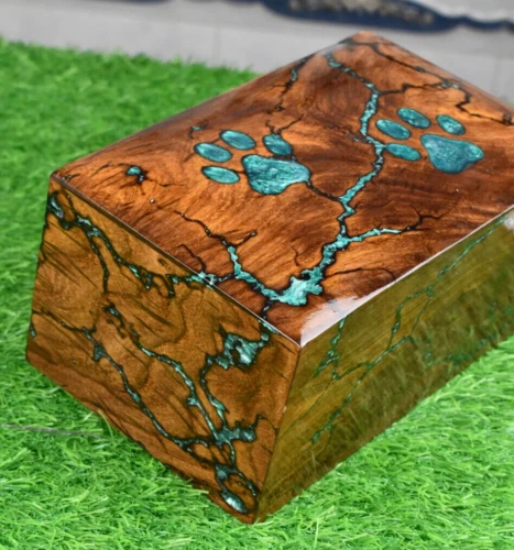Caja de urna hecha a mano con epoxi Pat Paw Caja de urna funeraria Urnas de...