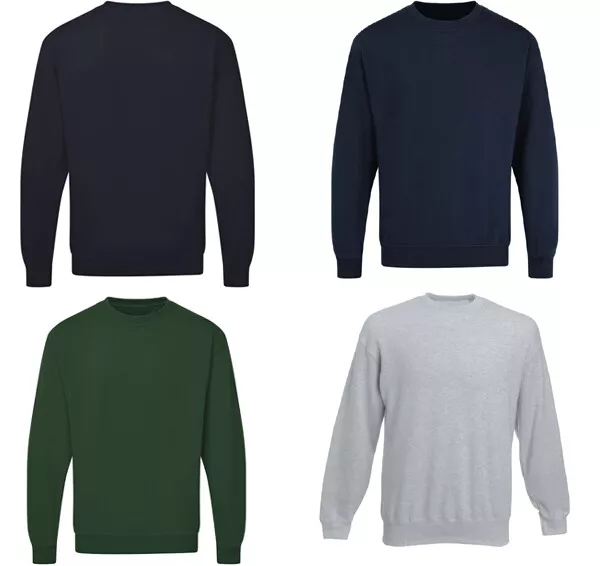 Mens Plain Soft Fleece Sweatshirt Crewneck Jumper Casual Sweater Round Neck Top