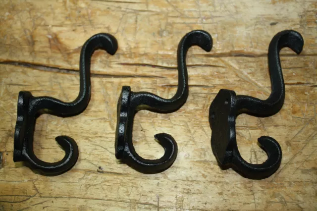 6 Cast Iron BLACK EMPIRE Style Coat Hooks Hat Hook Rack Hall Tree SCHOOL