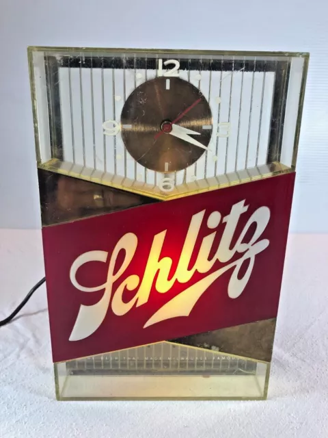 Schlitz Beer Clock 1959 Hammer Bros Lighted And Working Good Condition