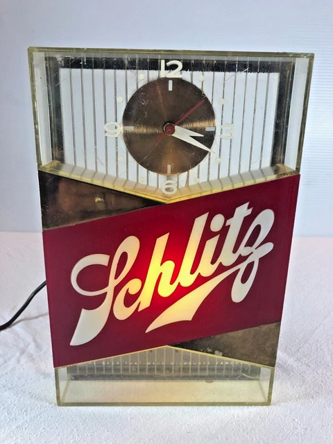 Schlitz Beer Clock 1959 Hammer Bros Lighted And Working Good Condition Schlitz Beer Clock 1959 Hammer Bros Lighted And Working Good Condition