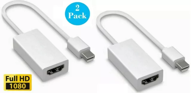 2x Thunderbolt Mini Display Port To HDMI Adapter for Apple MacBook Air Pro White
