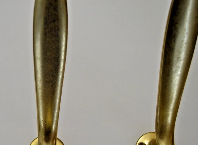 Vintage German Metal Coat Hook Set (4) Vogel Peterson Brushed Matte Brass Finish 3