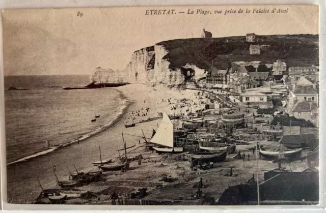 Cpa 76 Etretat La Plage Vue Prise De La Falaise D Aval