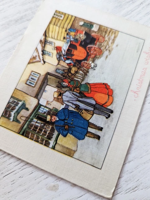 Vintage Crinoline 1940's Horse & Carriage Christmas Greeting Card (EB3910)