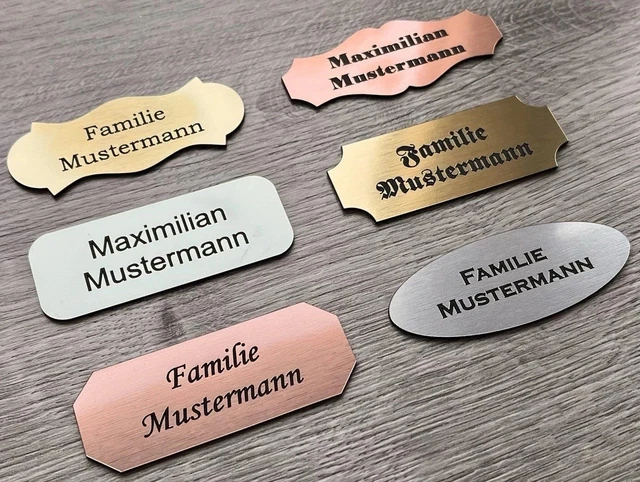 Türschild Aus Alu Mit Gravur - Selbstklebend In Gold (Satin) - Maße 12x4cm - Für Haustür, Klingel, Briefkasten