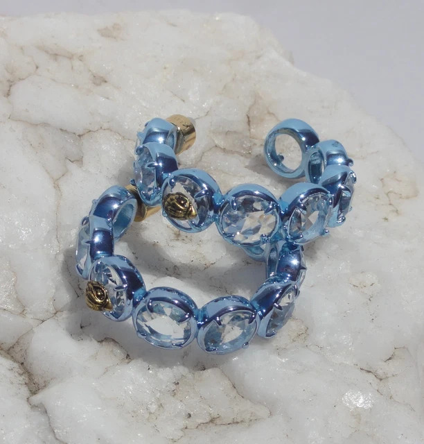 KURT GEIGER London EAGLE Head BLUE CRYSTAL HOOP EARRINGS NEW