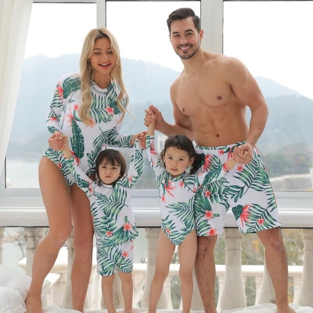 Family Matching Swimsuit Mother Daughter Swimwear Father Son Swimming Trunks