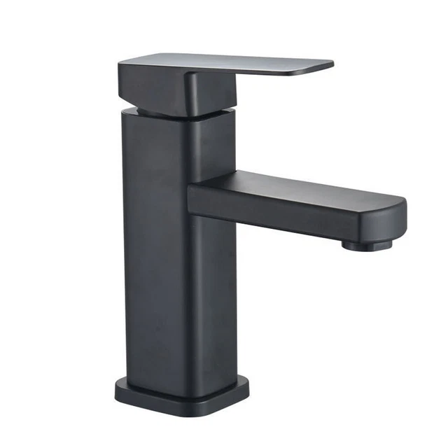 Grifo de acero para baño fregadero individual mango de plástico negro 304 acero inoxidable