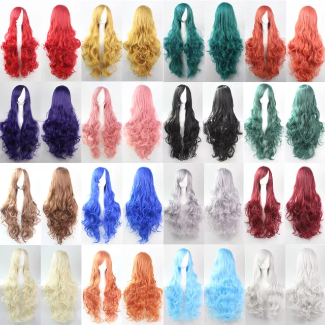 Fashion 80cm Cosplay Costume Long Full Hair Wavy Curly Wigs Women Girls AD 2