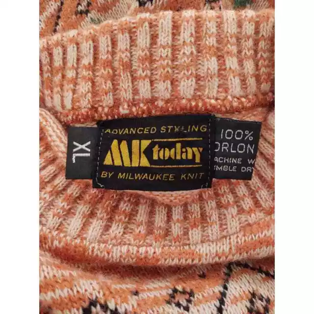 Vintage MK Today Fairisle salmon color mock neck sweater in size XL 3