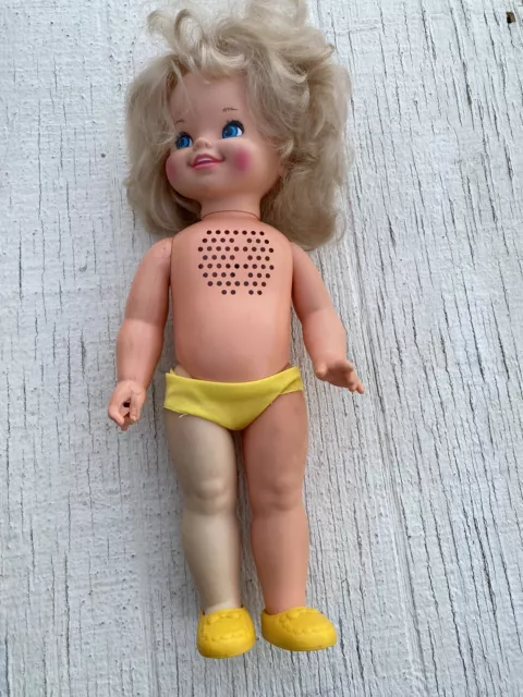 1964 Mattel TIMEY TELL Doll Pull String Works Voice Box Sounds Like Jibberish