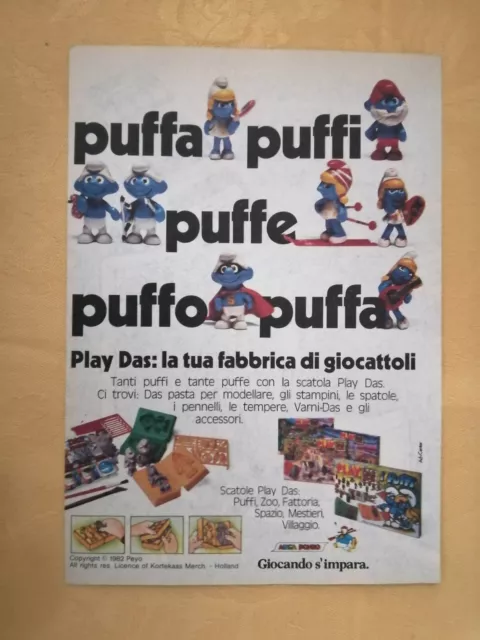 PUBBLICITA' ORIGINALE ADVERTISING "PUFFI" Adica Pongo del 1982