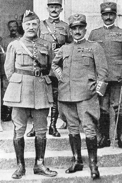 WW1 - War 14/18 - Foch and the Italian Gal Diaz in the Balkans in May 1918