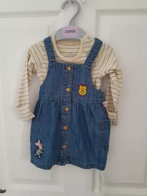Baby Girls 2pc Denim Winnie The Pooh Outfit Age 3-6 Months From Marks And...