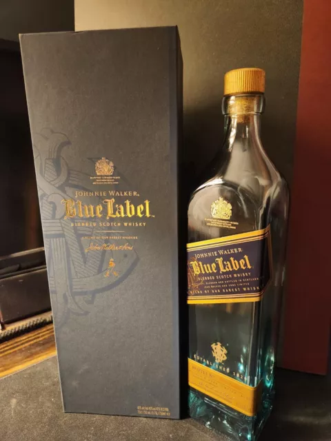 Johnnie Walker Blue Label Scotch Whiskey 750ml Empty Bottle and Box