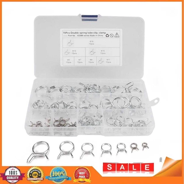 70 pz/scatola assortiti morsetti a molla tubo doppio filo clip tubo linea carburante 5-18 mm