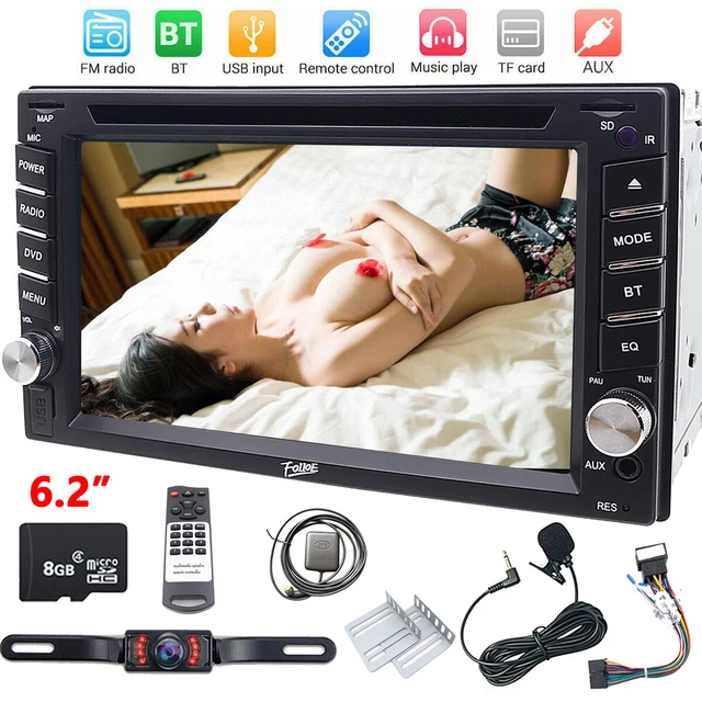 Double DIN 6.2" Car Stereo GPS Sat MAP DVD CD Player Bluetooth USB AUX CAMERA