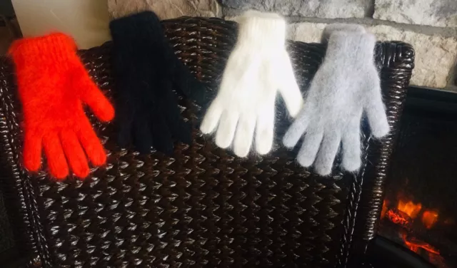One pair of Fluffy Angora Gloves. ONE SIZE FITS ALL- S, M, L