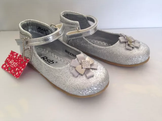 Niñas Zapatos De Plata Brillante Niños Fiesta Boda Flor Niña Zapatos Brillantes