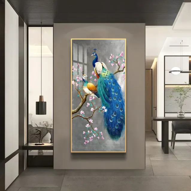 Beautiful Peacocks Wall Art Frame Home Décor 50*100cm in Gold Aluminium Frame