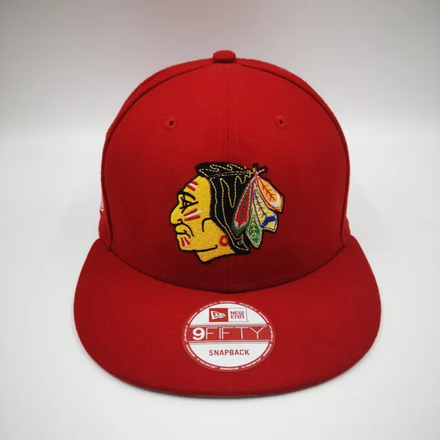 New Era 9Fifty Chicago Blackhawk Hat Cap Men's Red Snapback NHL Side Patch 1926