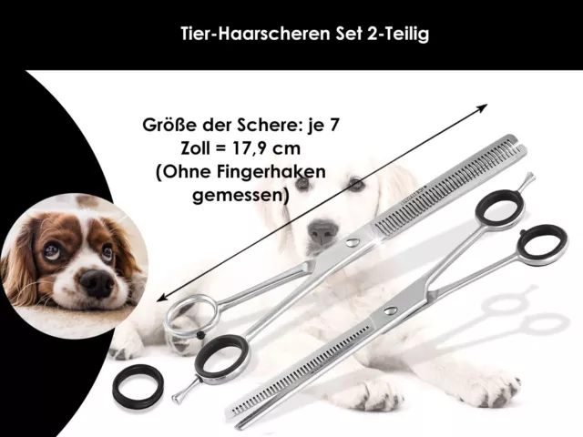 Set Fellschere Effilierschere TIER-Haarschere Hundeschere GROOMING Etui 2