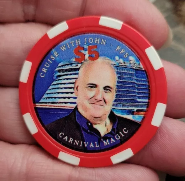 Carnival Magic "Cruise With John" Heald $5 Gaming Poker Chip