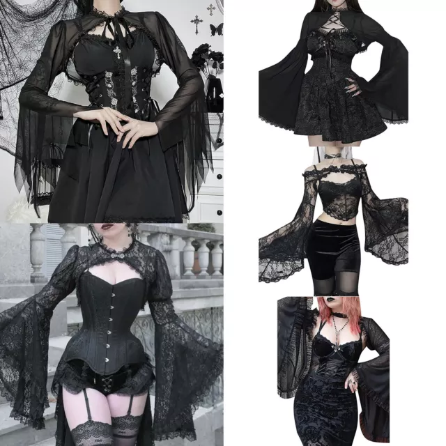 Damen Punk Shrug Gothic Halloween Cosplay Steampunk Gothic Crop Top Spitze
