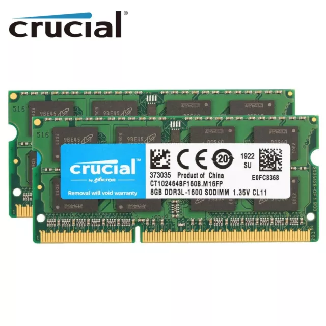 CRUCIAL DDR3L 8GB 16GB 32GB 1600 MHz PC3-12800 Laptop Memory RAM SODIMM 204-Pin