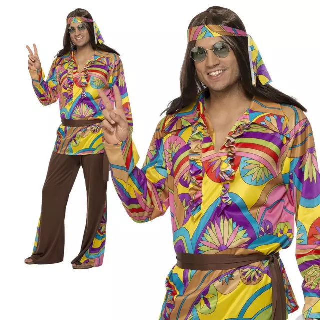 MENS 1960S PSYCHEDELIC Hippy Fancy Dress Costume Men s 60s Hippie Outfit Smffys 39.99 PicClick UK