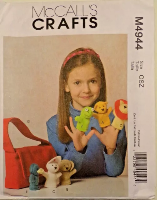 Assorted Finger Puppets and Tote Bag Sewing Pattern McCall's M4944 NIP