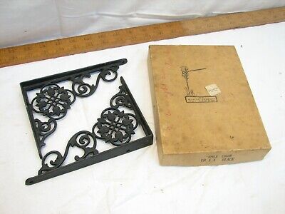 Pr Antique Iron Iron Company Ornate Scroll Work Shelf Brackets Garden Decor Box