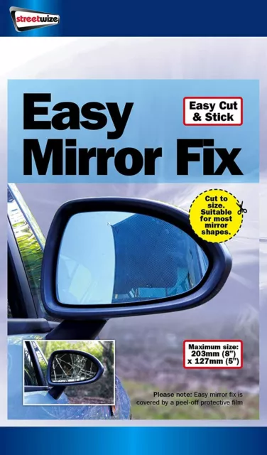 Streetwize Easy Fix Mirror Repair Kit 8 x 5 Inch Cut to Size Wing Mirror Fixing