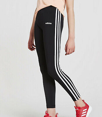 Girls Adidas Essentials 3 Stripes Leggings Black Ages 9-10 New Last Pair New