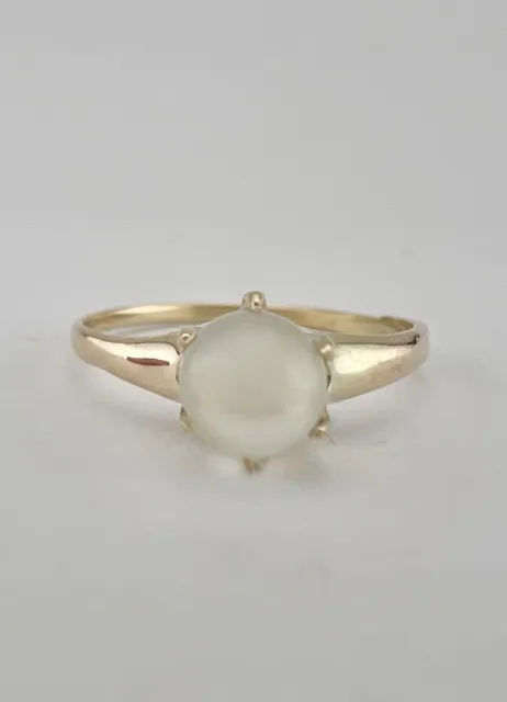 Antique Victorian 14k Yellow Gold Cabochon Natural Moonstone Claw Set Ring