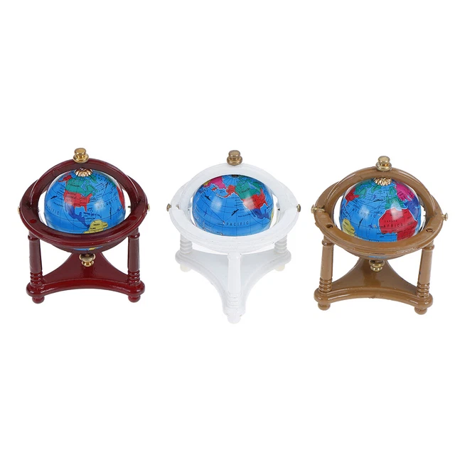 1:12 Dollhouse rolling globe with wood stand miniature furniture accessory_QV