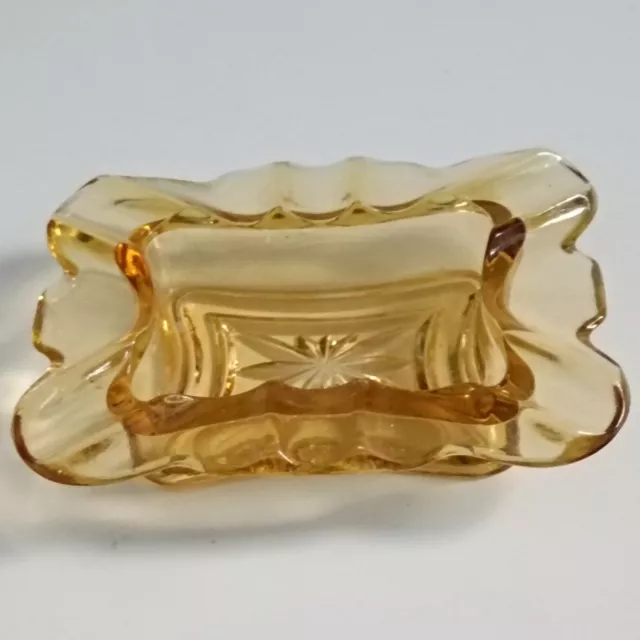 Vintage Small Glass Amber Colour Ashtray Decorative 13/10/3 Cm