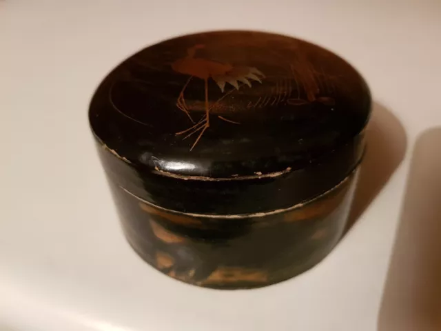 Antique Japanese Black/Gold Lacquer Trinket Box or similar 19th/20thc -8cmx4.5cm