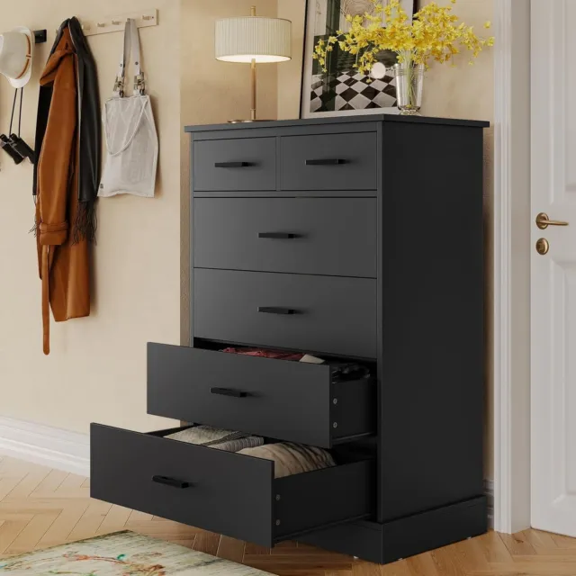 Black Tall Bedroom Dresser Large Capacity Storage Cabinet for Hallway Entryway