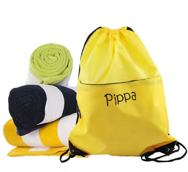 Personalised Embroidered Name  Personalised Swim Bag with  Pool Beach Towel