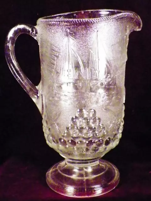 Spanish American Water Pitcher Admiral Dewey Early American Pattern Glass #2