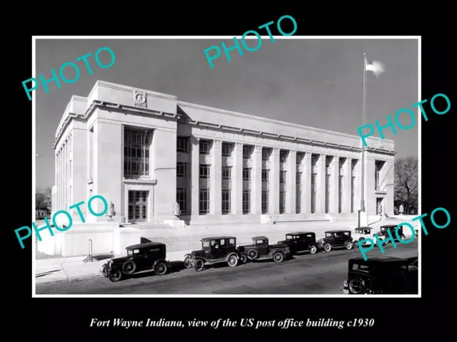 OLD LARGE HISTORIC PHOTO OF FORT WAYNE INDIANA THE US POST OFFICE BUILDING c1930