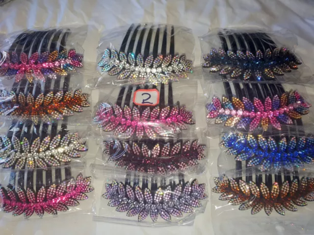 Joblot 12 pcs mixed colours crystal  lady hairclips slide hairpin accessories 2