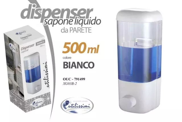 Dispenser  500 Ml Porta Sapone Liquido Da Parete Muro Igienizzante Igienizza