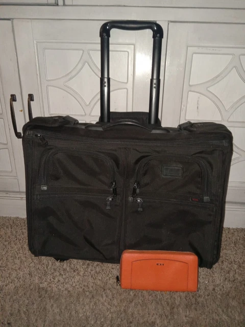 Tumi Black Suit Dress Garment  Wheeled Carry-On Black Luggage 22033Dh + Wallet