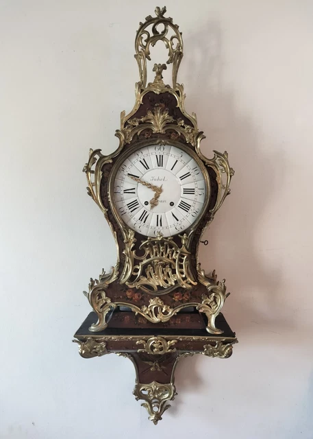 French Louis XV clock, dated 1773, 13-piece dial signed by Juhel a Paris.