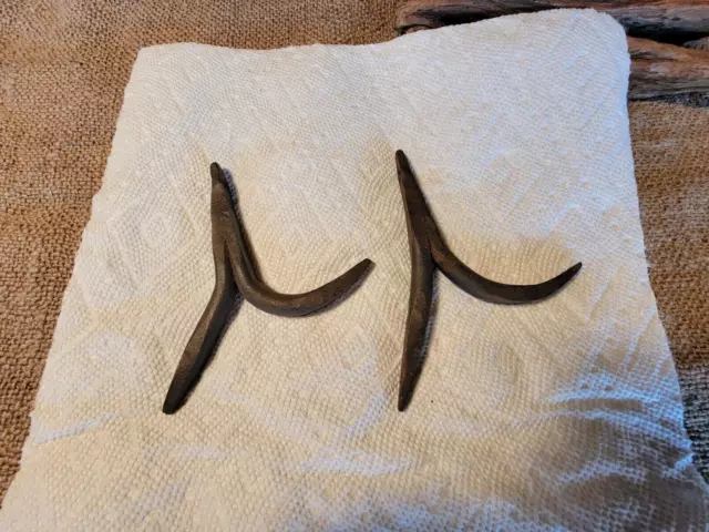 2pcs Vintage blacksmith forged meat butcher hanging hook farm decor tool