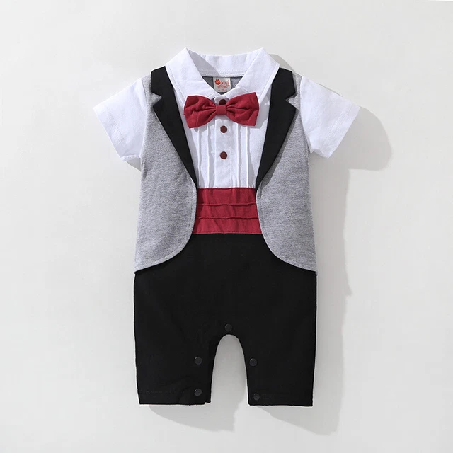 Baby Boy Smart Tuxedo Bodysuit Outfit Christening Wedding Birthday 6m- 2yrs