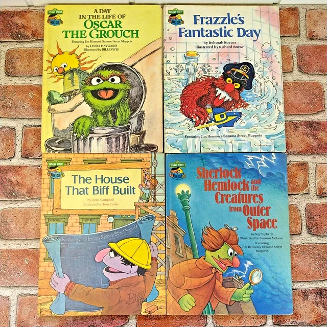 Oscar Grouch Biff Frazzle - Sesame Street Book Club - Lot of 4 - 1980s Vtg HC